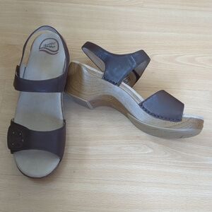 Dansko Sonnet Sling Back Sandals Brown Leather Size 43 Heel